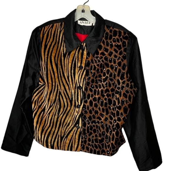Vintage Anage Silk Animal Print Jacket‎ - Picture 1 of 8